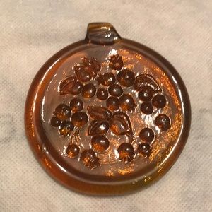 Amber stamped glass suncatcher lovely blueberry design